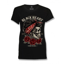 Damski T-shirt, koszulka BLACK HEART Pin Up Skull - Czarny