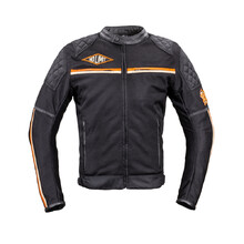 Męska kurtka motocyklowa W-TEC 2Stripe - Czarno-pomarańczowo-beżowy