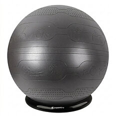 Piłka gimnastyczna inSPORTline Stretch Ball 65 cm ∙ z podstawą BallBase ∙ wypustki masujące ∙ nośność 200 kg ∙ piktogramy ćwiczeń
