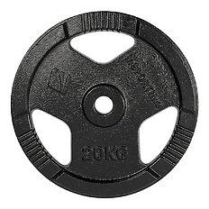 Obciążenie żeliwne inSPORTline Hamerton Black 20 kg ∙ otwór 30 mm ∙ praktyczne uchwyty ∙ odporna powłoka