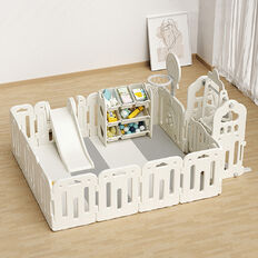 Wielofunkcyjny plac zabaw inSPORTline Klaudino Max 200x180 cm ∙ kojec dla maluchów ∙ zjeżdżalnia ∙ huśtawka ∙ obręcz do kosza ∙ edukacyjne tablice