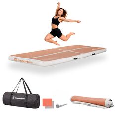 Ścieżka akrobatyczna Airtrack inSPORTline Airstunt 300x100x10 cm ∙ mocha mousse  ∙ nośność 500 kg ∙ wodoodporna ∙ torba w zestawie