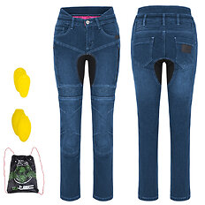 Damskie jeansy motocyklowe W-TEC Biterillo Lady ∙ aramid ∙ ochraniacze ∙ wentylacja ud ∙ wysoki stan ∙ elastyczne panele