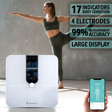 Waga diagnostyczna łazienkowa inSPORTline Syncale 100 ∙ smart ∙ 17 parametrów ciała ∙ puls na wadze ∙ Bluetooth Fitdays ∙ nośność 180 kg