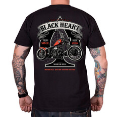 T-shirt Black Heart Orange Chopper ∙ 100% bawełna ∙ krótki rękaw ∙ okrągły dekolt ∙ rebeliancki nadruk moto ∙ dla motocyklistów