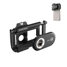 Obiektyw mikroskopowy Apexel 200x ∙ supermakro do telefonów ∙ 12 diod LED ∙ światło UV ∙ kompatybilny z iOS/Android ∙ klips uniwersalny
