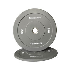Gumowane obciążenie olimpijskie inSPORTline Bumper Plate Go ∙ 5 kg ∙ 50 mm ∙ powłoka amortyzująca ∙ rdzeń stalowy ∙ wytrzymałe