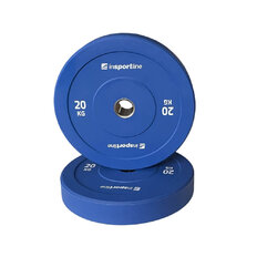 Gumowane obciążenie olimpijskie inSPORTline Bumper Plate Go ∙ 20 kg ∙ 50 mm ∙ powłoka amortyzująca ∙ rdzeń stalowy ∙ wytrzymałe