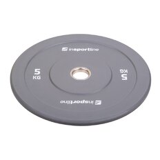 Gumowane obciążenie olimpijskie inSPORTline Bumper Plate Go ∙ 5 kg ∙ 50 mm ∙ powłoka amortyzująca ∙ rdzeń stalowy ∙ wytrzymałe