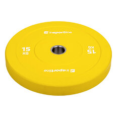 Gumowane obciążenie olimpijskie inSPORTline Bumper Plate Go ∙ 15 kg ∙ 50 mm ∙ powłoka amortyzująca ∙ rdzeń stalowy ∙ wytrzymałe