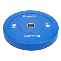 Gumowane obciążenie olimpijskie inSPORTline Bumper Plate Go ∙ 20 kg ∙ 50 mm ∙ powłoka amortyzująca ∙ rdzeń stalowy ∙ wytrzymałe