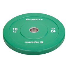 Gumowane obciążenie olimpijskie inSPORTline Bumper Plate Go ∙ 10 kg ∙ 50 mm ∙ powłoka amortyzująca ∙ rdzeń stalowy ∙ wytrzymałe