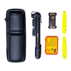 Zestaw narzędzi rowerowych inSPORTline Bikeparo ∙ pompka z manometrem ∙ 6 kluczy imbusowych ∙ łatki do dętek ∙ klej ∙ łyżki do opon