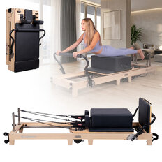 Reformer do pilatesu inSPORTline Driftaler ∙ nośność 120 kg ∙ rama dębowa ∙ składana ∙ z boxem w zestawie