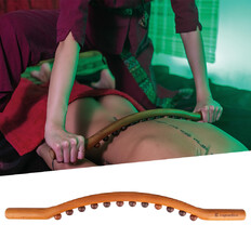 Zakrzywiony kij do masażu inSPORTline Jarosa 300 ∙ 12 kulistych wypustek ∙ drewno bukowe ∙ 60 cm ∙ terapia drewnem ∙ pokrowiec