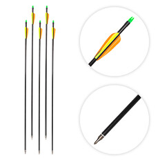 Strzały łucznicze inSPORTline Adamson ∙ 5 szt. ∙ średnica 7,5 mm ∙ spine 500 ∙ wkręcany grot ∙ do łuków refleksyjnych