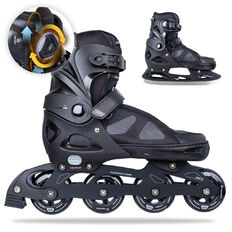Łyżworolki z wymienną płozą inSPORTline Noctys ∙ 2w1 ∙ system FITGO® ∙ klamra MicroLock ∙ wkładka Comfort Fit ∙ kółka PU 82A ∙ nośność 100 kg