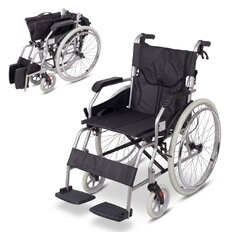 Lekki mechaniczny wózek inwalidzki inSPORTline Jakesully ∙ składany ∙ waga 13 kg ∙ nośność 100 kg ∙ jasne koła