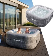 Dmuchane jacuzzi inSPORTline Kamilia 155x155x65 cm ∙ 110 dysz ∙ masaż bąbelkowy ∙ podgrzewanie ∙ filtracja ∙ system samopompujący