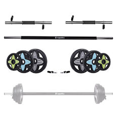 Sztanga fitness inSPORTline Pumpstar Plus 2-20kg ∙ zestaw ∙ 6 obciążeń gumowanych ∙ uchwyty antypoślizgowe ∙ do ćwiczeń siłowych