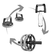 Wałek / roller 3w1 do ćwiczeń inSPORTline Pushabroll ∙ kółko, uchwyty do pompek & hantle