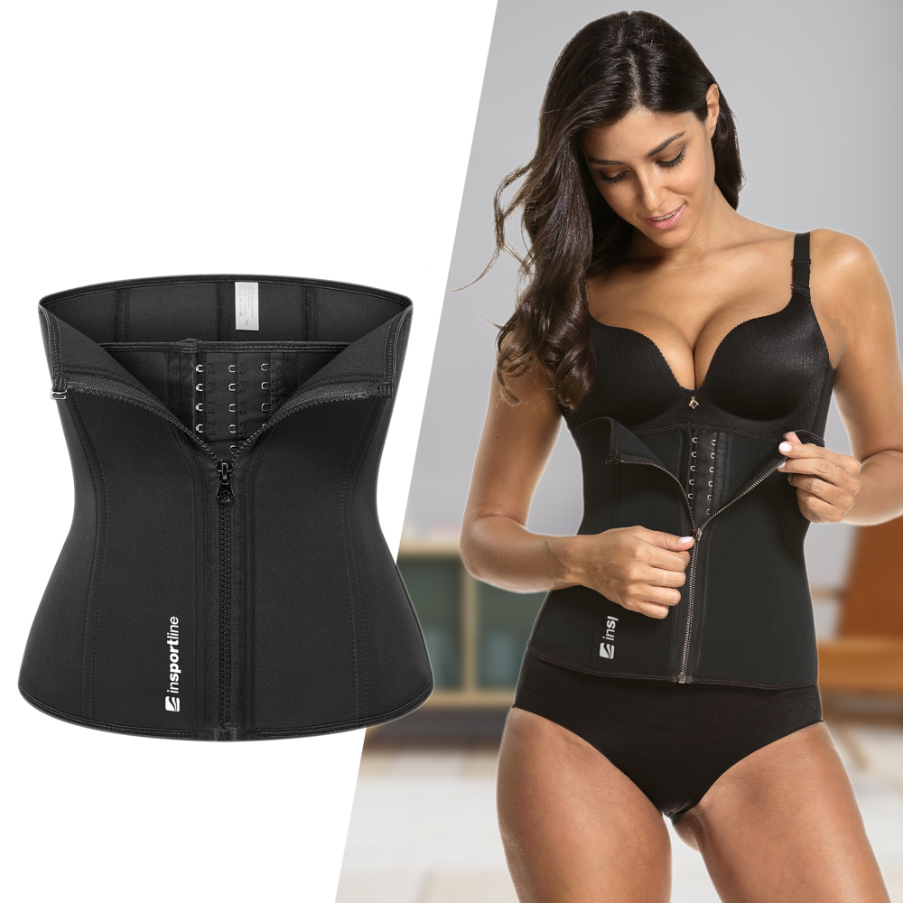 Gorset fitness inSPORTline Corbro ∙ wyszczuplający ∙ stabilizujący ∙ podwójne zapięcie ∙ wygodny i komfortowy Czarny S