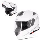 Kask motocyklowy szczękowy z blendą W-TEC Venero - Błyszczący biały