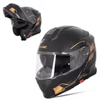 Kask motocyklowy szczękowy z blendą W-TEC Venero - Glossy Black-Gold