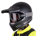 Kask motocyklowy W-TEC Black Heart Retron z goglami Chesster - Prosty czarny