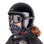 Kask motocyklowy na chopper W-TEC Badachos i gogle Atavist - Czarny błyszczący