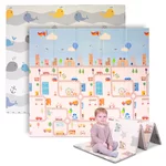 Składana mata materac podkładka dla dziecka inSPORTline Michlino 180x200x1,2 cm - Miasto/Wieloryby