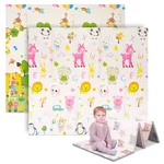 Składana mata materac podkładka dla dziecka inSPORTline Michlino 180x200x1,2 cm - Zwierzęta abc/Zwierzęta łąka