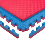 Mata puzzle fitness tatami na podłogę ochronna inSPORTline Malmeida 100x100x4 cm - czerwono-niebieski, wzór 5 pasków