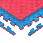 Mata Puzzle tatami podkładka do ćwiczeń inSPORTline Sazegul 100x100x2 cm - czerwono-niebieski, wzór 5 pasków
