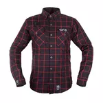 Koszula flanelowa męska motocyklowa W-TEC Black Heart Respector II - czarny z czerwonym paskiem