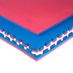 Mata puzzle fitness tatami na podłogę ochronna inSPORTline Malmeida 100x100x4 cm - czerwono-niebieski, wzór słomkowy