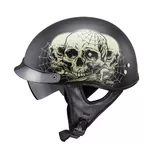Kask motocyklowy otwarty chopper W-TEC Black Heart Rednut - Czaszki / Matowa czerń