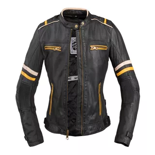 Damska skórzana kurtka motocyklowa W-TEC Traction Lady - Czarny