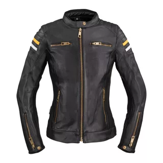 Damska skórzana kurtka motocyklowa W-TEC Stripe Lady - Czarny - Czarny