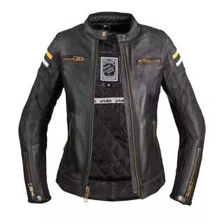 Damska skórzana kurtka motocyklowa W-TEC Stripe Lady - Czarny