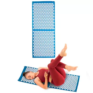 Duża mata do akupresury inSPORTline AKU-1000 125 x 50 cm - mus czarno-mokka - Niebieski