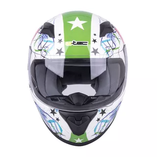 Dziecięcy kask motocyklowy integralny W-TEC FS-815G Tagger Green - Biało-zielony z grafiką
