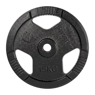 Obciążenie żeliwne inSPORTline Hamerton Black 15 kg ∙ otwór 30 mm ∙ praktyczne uchwyty ∙ odporna powłoka