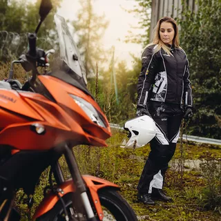 Damskie spodnie motocyklowe W-TEC Kaajla - Czarno-biały