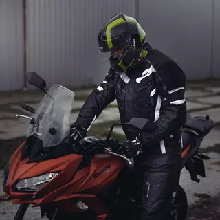 Męskie spodnie motocyklowe W-TEC Kaluzza - Czarny
