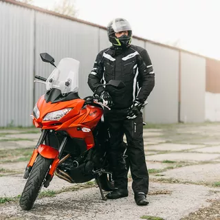 Męskie spodnie motocyklowe W-TEC Kaluzza - Czarny
