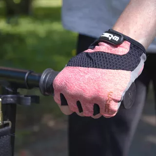 Damskie rękawice rowerowe W-TEC Atamac - szaro-łososiowy