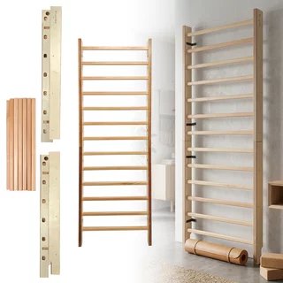 Drabinka gimnastyczna inSPORTline Dualmar 195x65 cm ∙ 9 szczebli ∙ lakierowane drewno bukowe ∙ nośność 130 kg