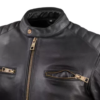 Męska skórzana kurtka motocyklowa W-TEC Stripe - czarny w beżowe paski
