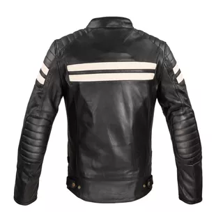 Męska skórzana kurtka motocyklowa W-TEC Stripe - czarny w beżowe paski
